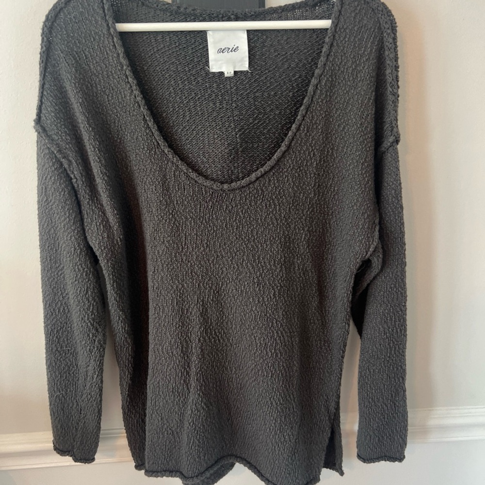 Aerie Women's Charcoal Scoop Neck Sweater